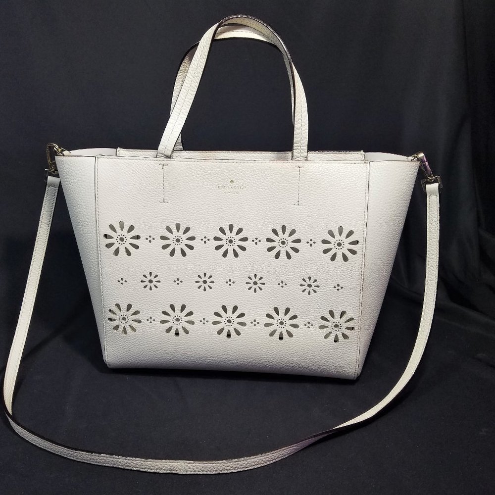 Kate Spade New York Leather Daisy Patterned Carry Purse Hand Bag